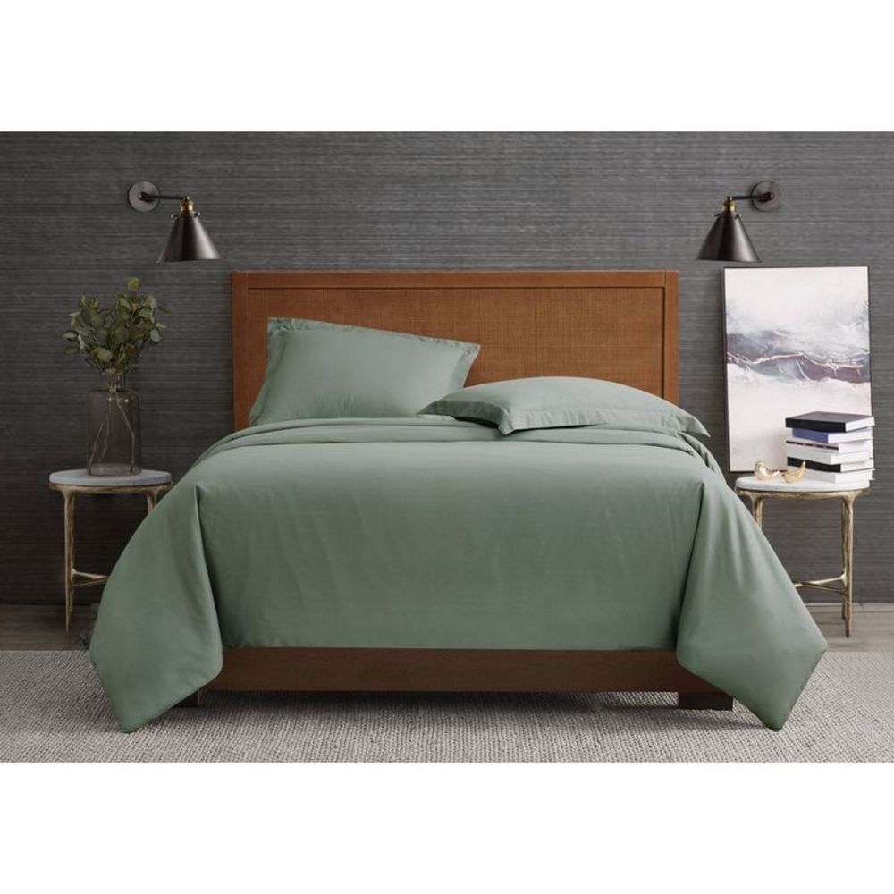 3pc King Garment Wash Duvet Cover Set Green - London Fog